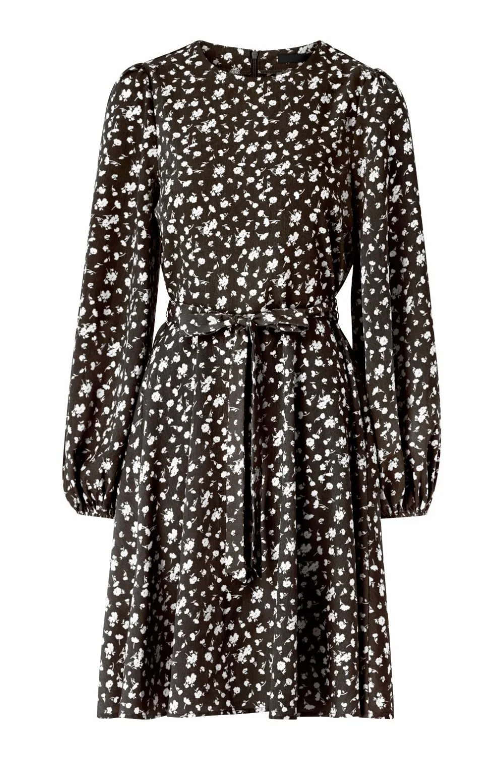 Ellos Kjoler>Collection Kjole med slips Brun aop