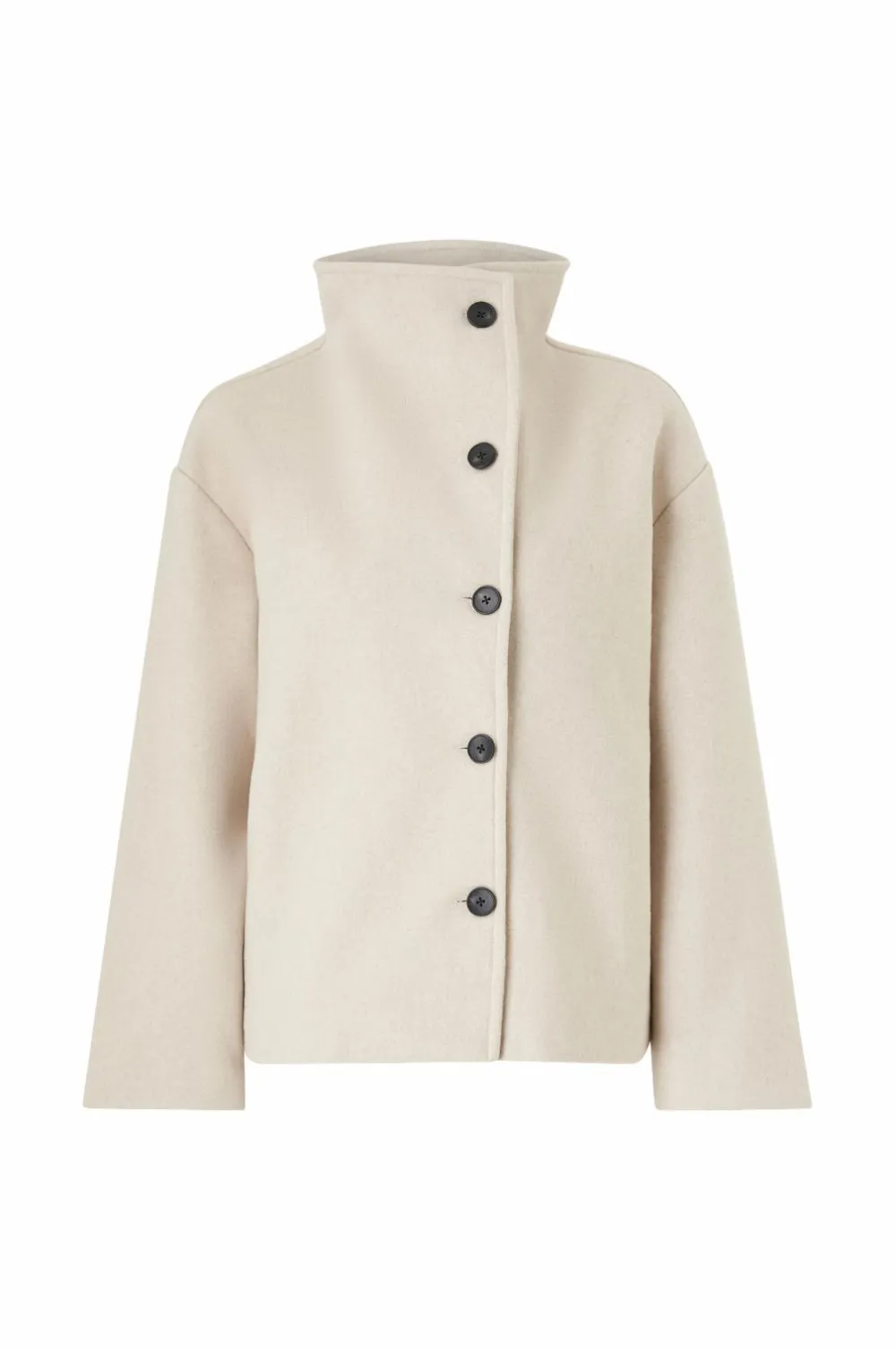 Ellos Collection Kort frakke med høj krave Beige Discount