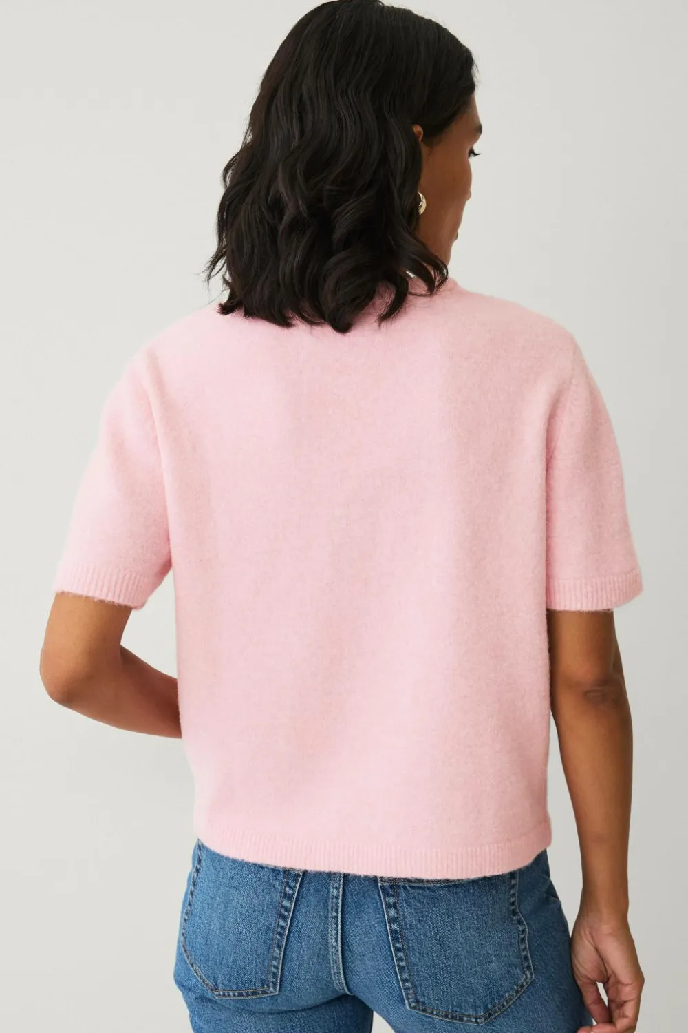 Ellos Collection Kortærmet, strikket trøje rosa