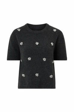 Ellos Collection Kortærmet, strikket trøje Grå Outlet