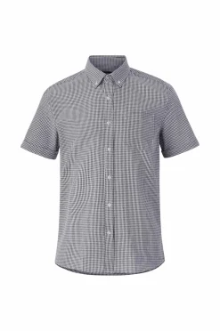 Ellos Collection Kortærmet skjorte i seersucker Sort Discount