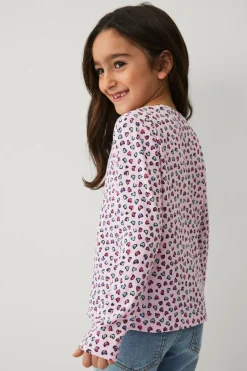 Ellos Collection Langærmet top med tryk rosa leopard mønstret Hot