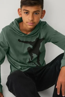 Ellos Collection Langærmet t-shirt med hætte grågrøn Clearance