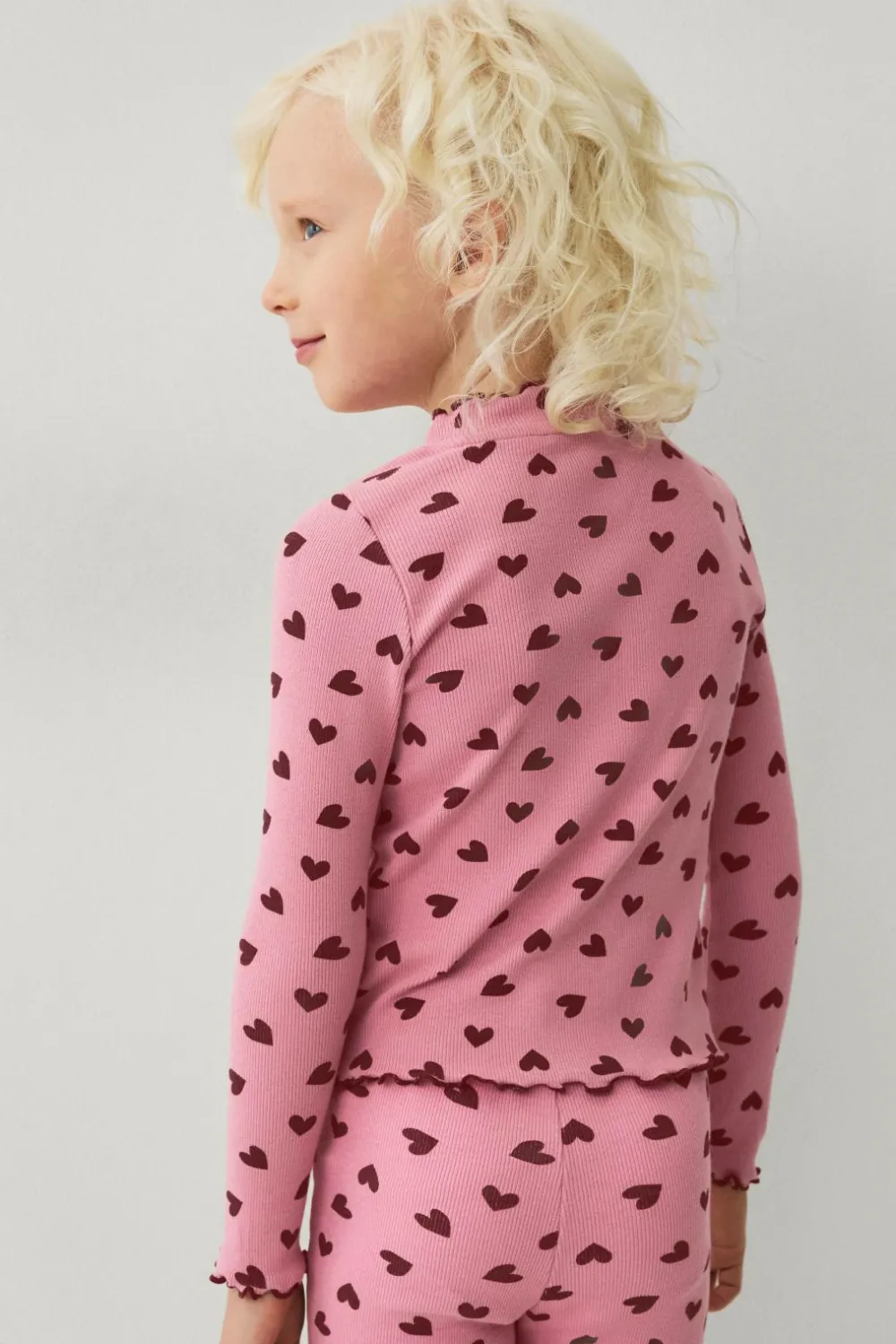 Ellos Collection Langærmet, ribbet top Rosa mønstret Clearance