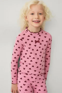 Ellos Collection Langærmet, ribbet top Rosa mønstret Clearance