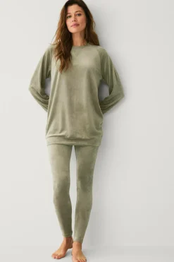 Ellos Loungewear & Homewear|Tights & Leggings>Collection Leggings i velour Grøn