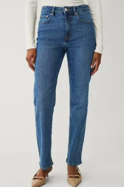Ellos Jeans>Collection Lige jeans med høj talje mørkeblå