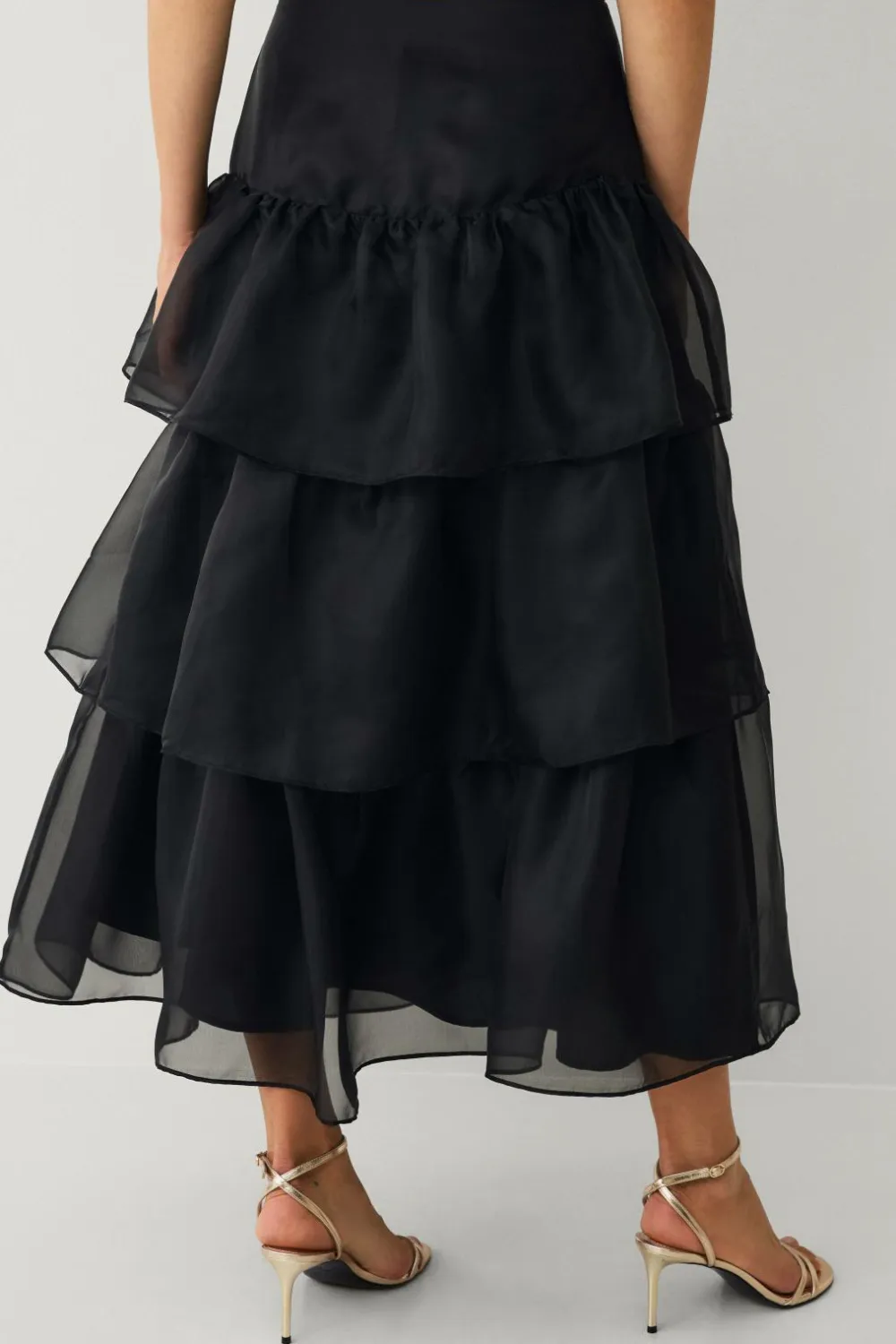 Ellos Collection Maxi nederdel med volanter Sort Outlet