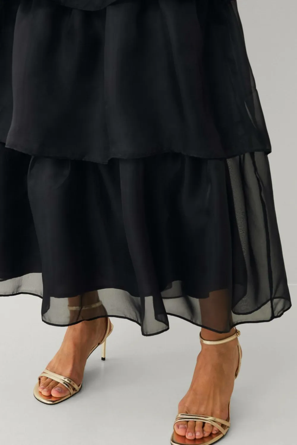 Ellos Collection Maxi nederdel med volanter Sort Outlet