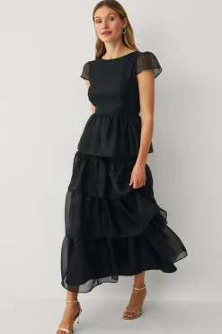 Ellos Collection Maxi nederdel med volanter Sort Outlet