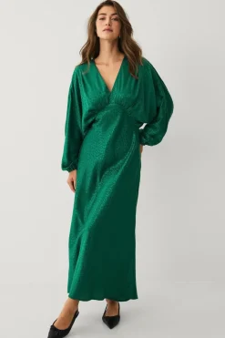 Ellos Collection Maxi kjole med pingvinærmer Grøn Online