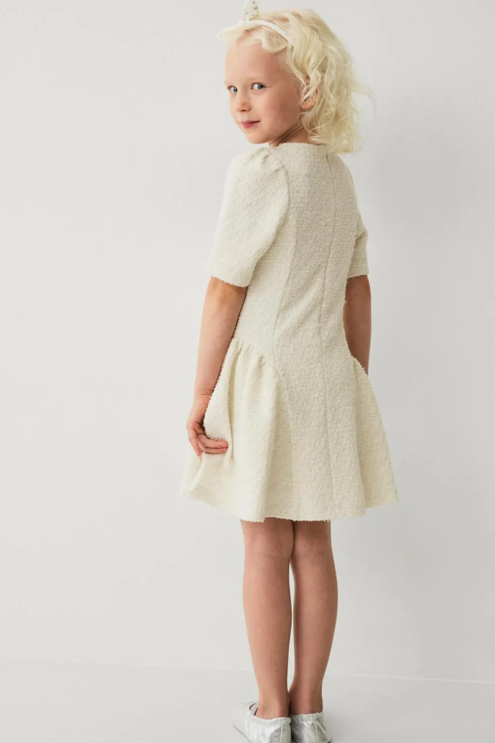 Ellos Kjoler>Collection Mini kjole i tweed Creme