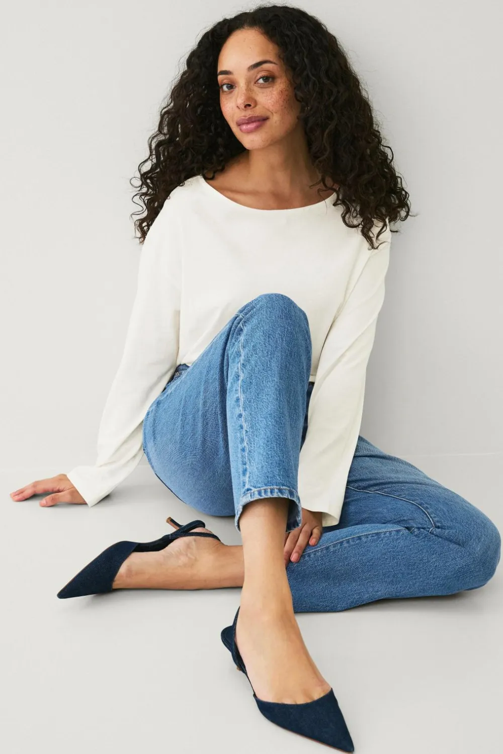 Ellos Collection Morjeans med høj talje Lyseblå