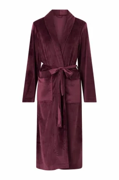 Ellos Collection Morgenkåbe i velour burgunder Clearance