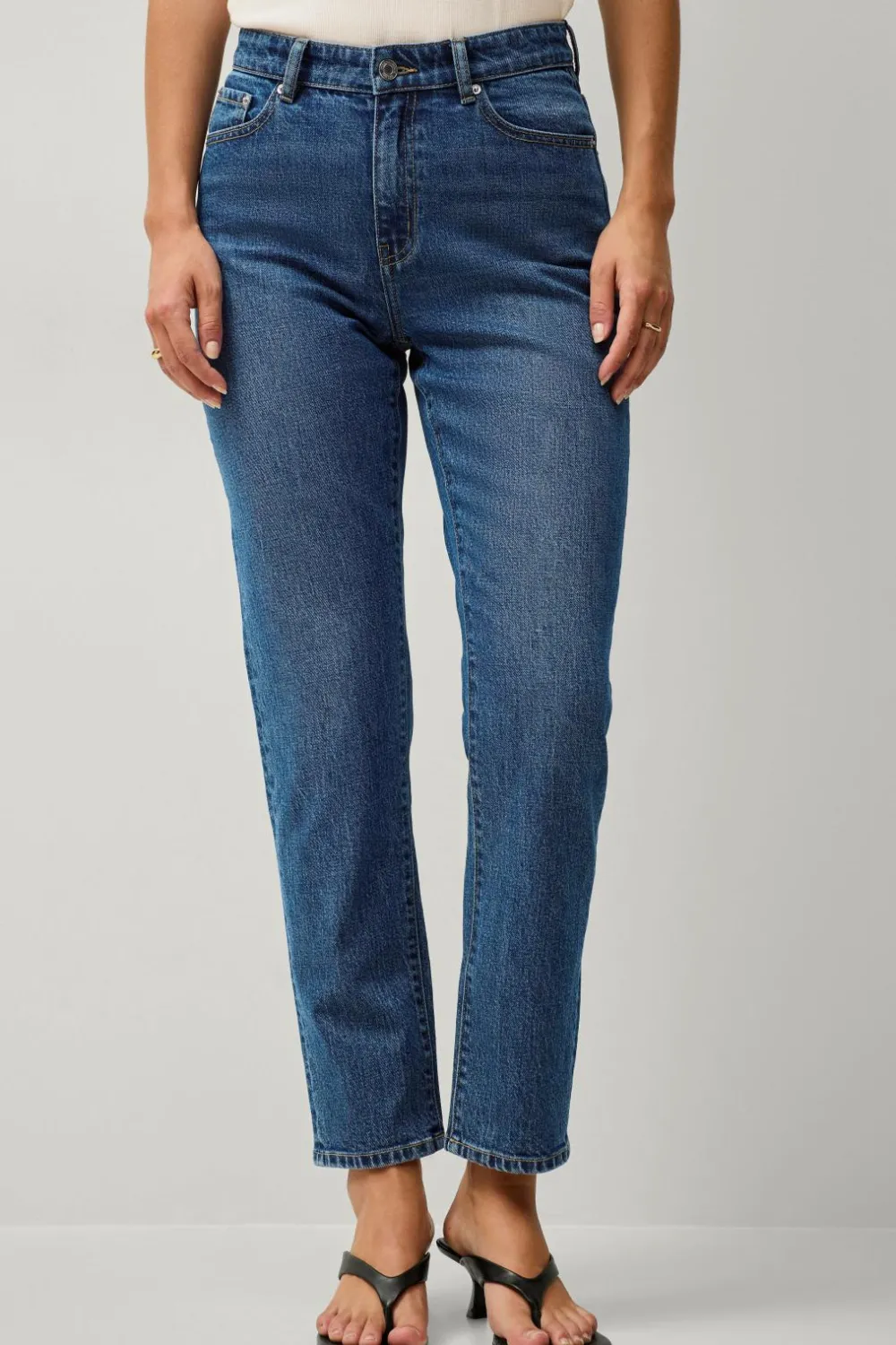 Ellos Jeans>Collection Morjeans med høj talje Mellemblå