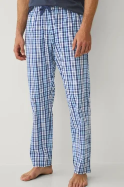 Ellos Collection Natbukser i poplin Blåternet Clearance
