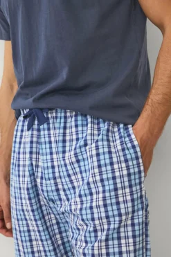 Ellos Collection Natbukser i poplin Blåternet Clearance