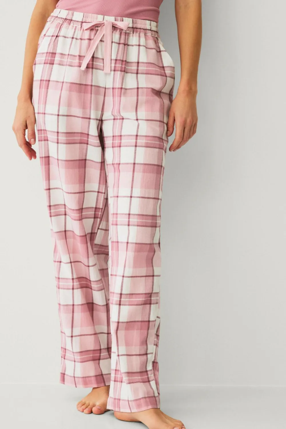 Ellos Nattøj>Collection Natbukser i flonel Rosa ternet
