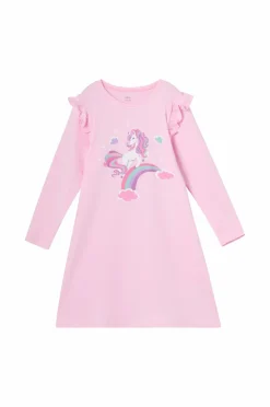 Ellos Collection Natkjole i bomuldsjersey Rosa enhjørning Discount