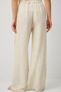 Ellos Collection Natbukser i hørblanding Hvid/beige Online