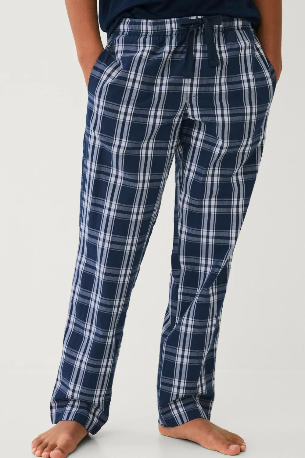 Ellos Collection Natbukser Harry i poplin Blåternet Sale