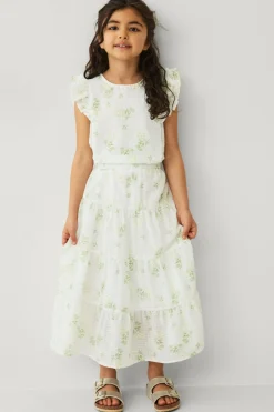 Ellos Nederdele>Collection Nederdel Creme med blomster