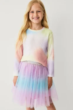Ellos Nederdele>Collection Nederdel af tyl rosa/lilla tie-dye