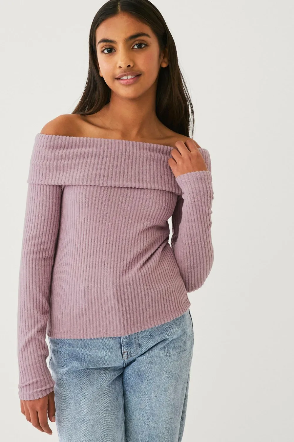 Ellos Trøjer & Cardigans>Collection Off shoulder top Hazel Lilla