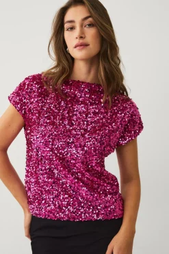 Ellos Collection Paillet top cerise Discount