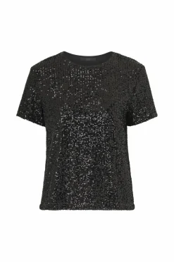 Ellos Collection Paillet top med korte ærmer Sort Hot