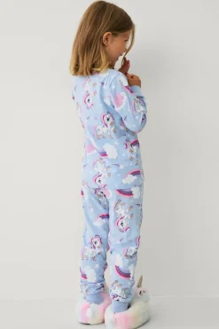 Ellos Collection Pyjamassæt i bomuldsjersey Blå enhjørning mønstret