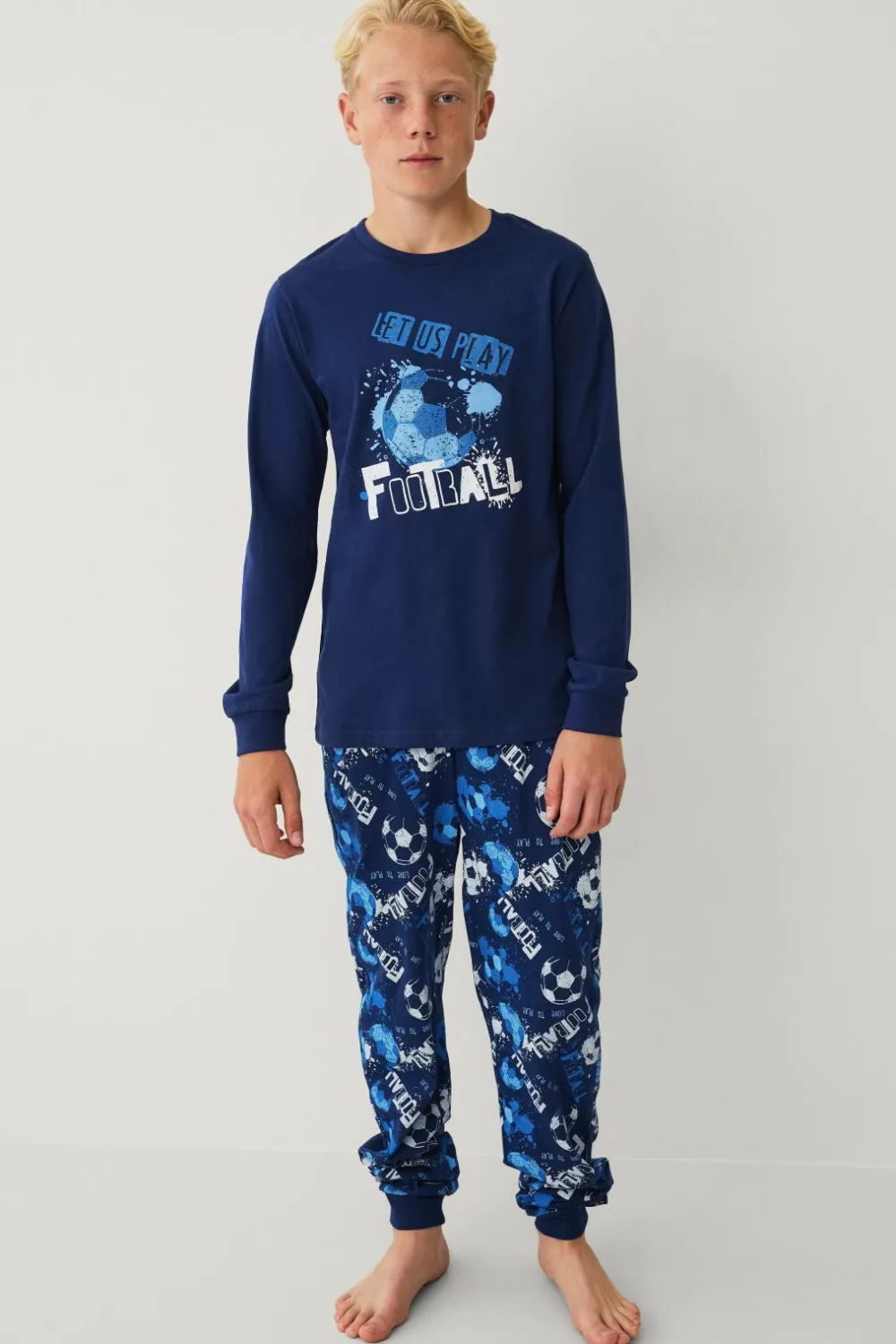 Ellos Collection Pyjamassæt i bomuld Blå fodbold