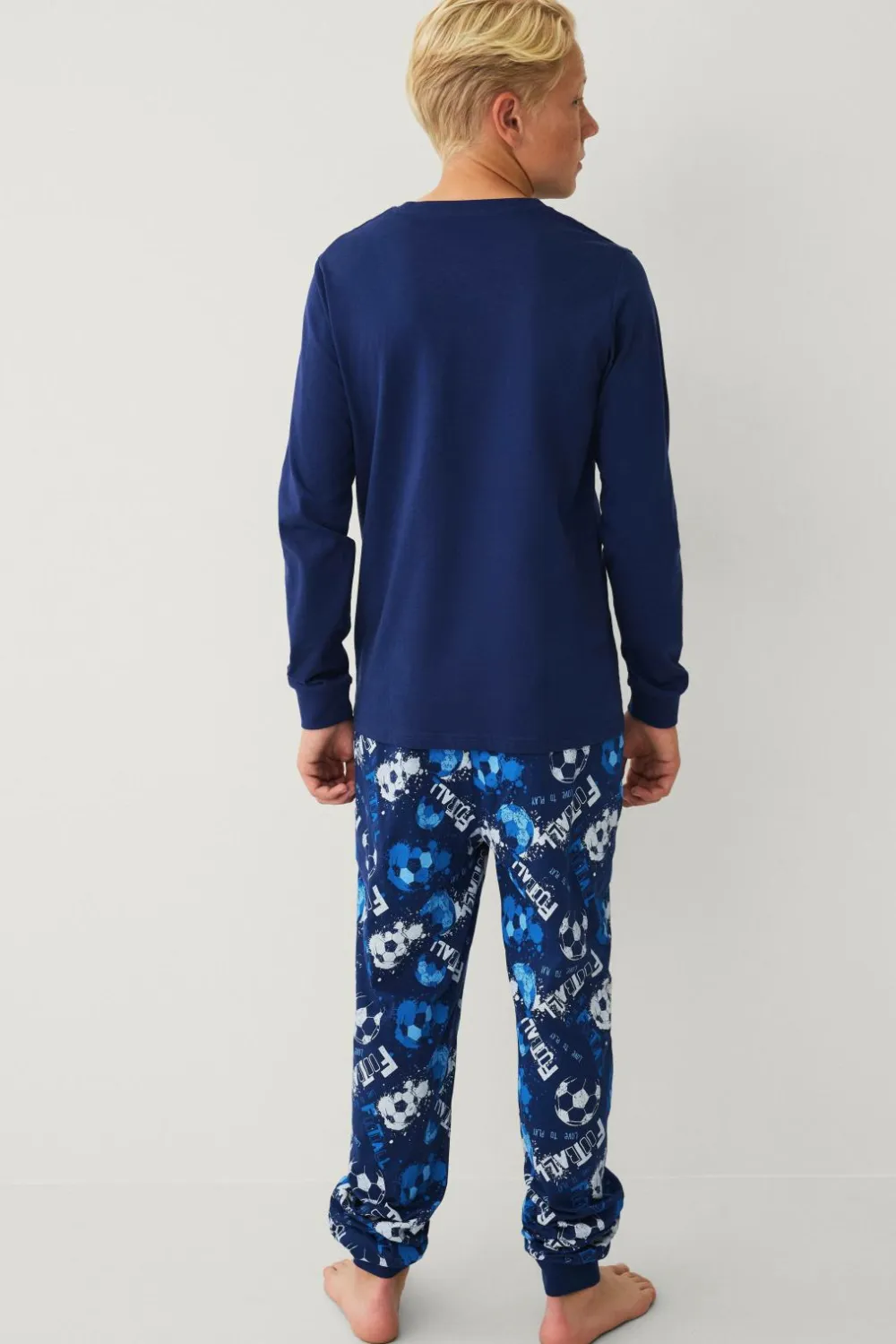 Ellos Collection Pyjamassæt i bomuld Blå fodbold