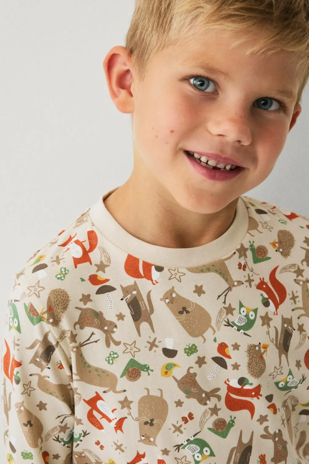 Ellos Collection Pyjamas med tryk beige skovmønstret Online