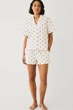 Ellos Collection Pyjamas i seersucker Hvidrød Outlet