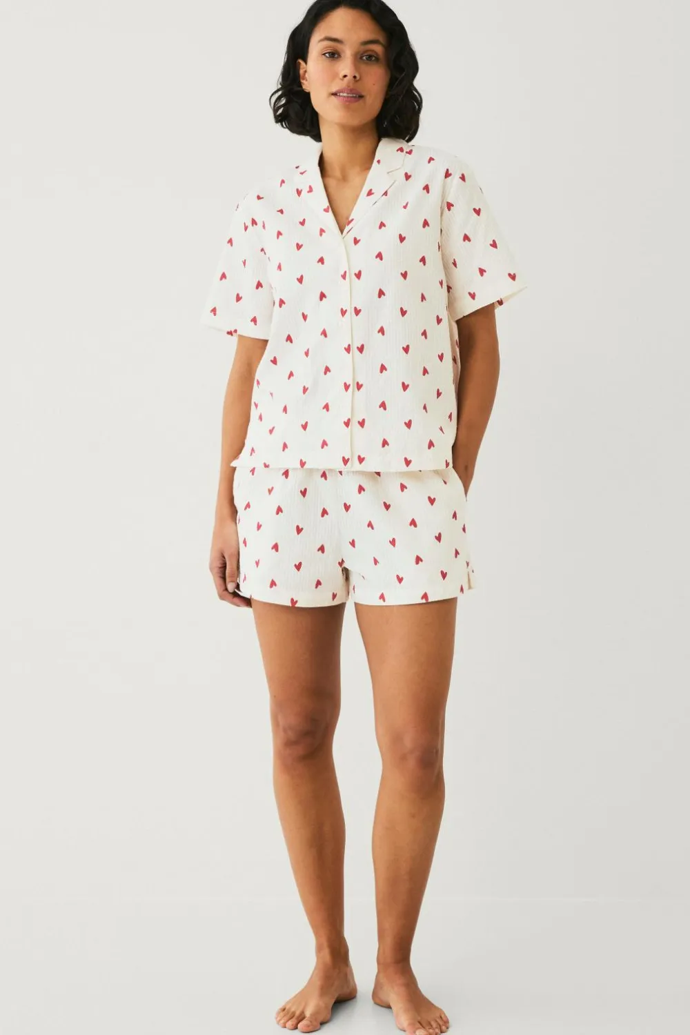 Ellos Collection Pyjamas i seersucker Hvidrød Outlet