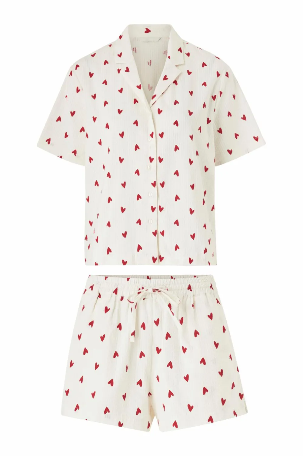 Ellos Collection Pyjamas i seersucker Hvidrød Outlet