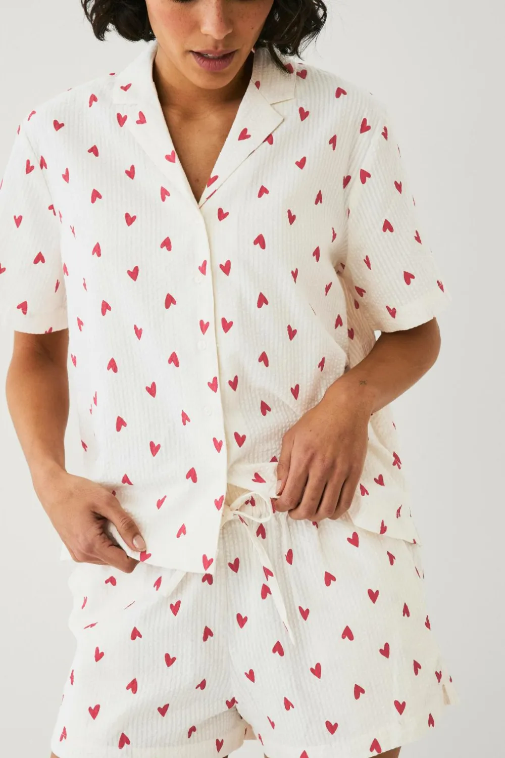 Ellos Collection Pyjamas i seersucker Hvidrød Outlet
