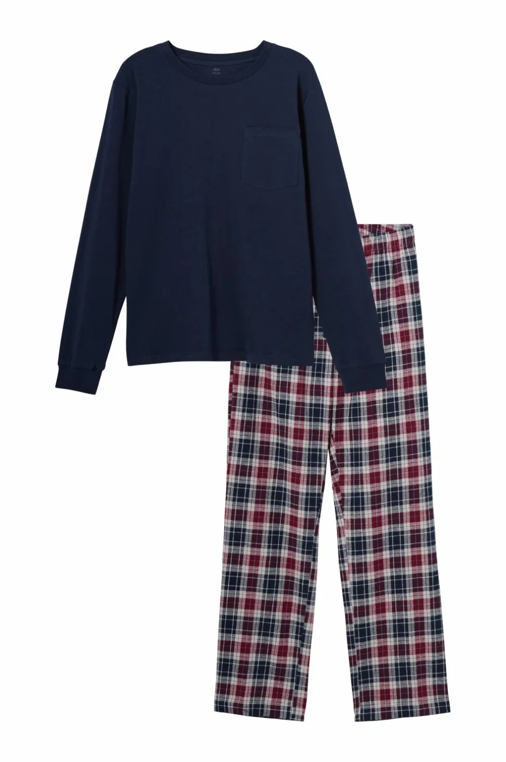 Ellos Nattøj & Homewear>Collection Pyjamassæt Blå/vinrød rutig