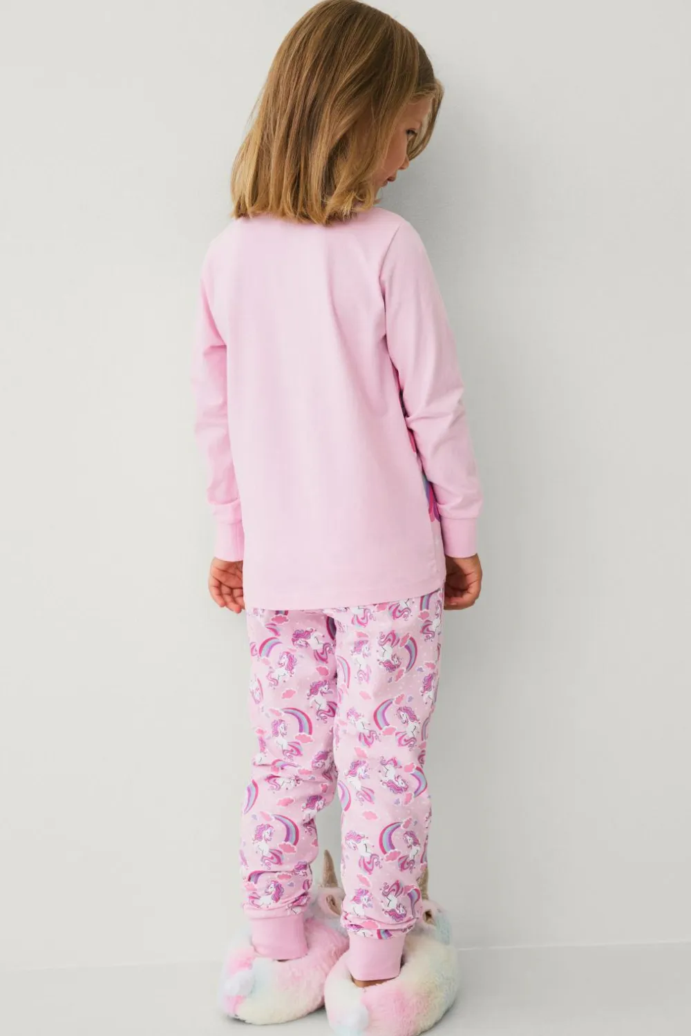 Ellos Nattøj & Homewear>Collection Pyjamassæt i bomuldsjersey Rosa enhjørning