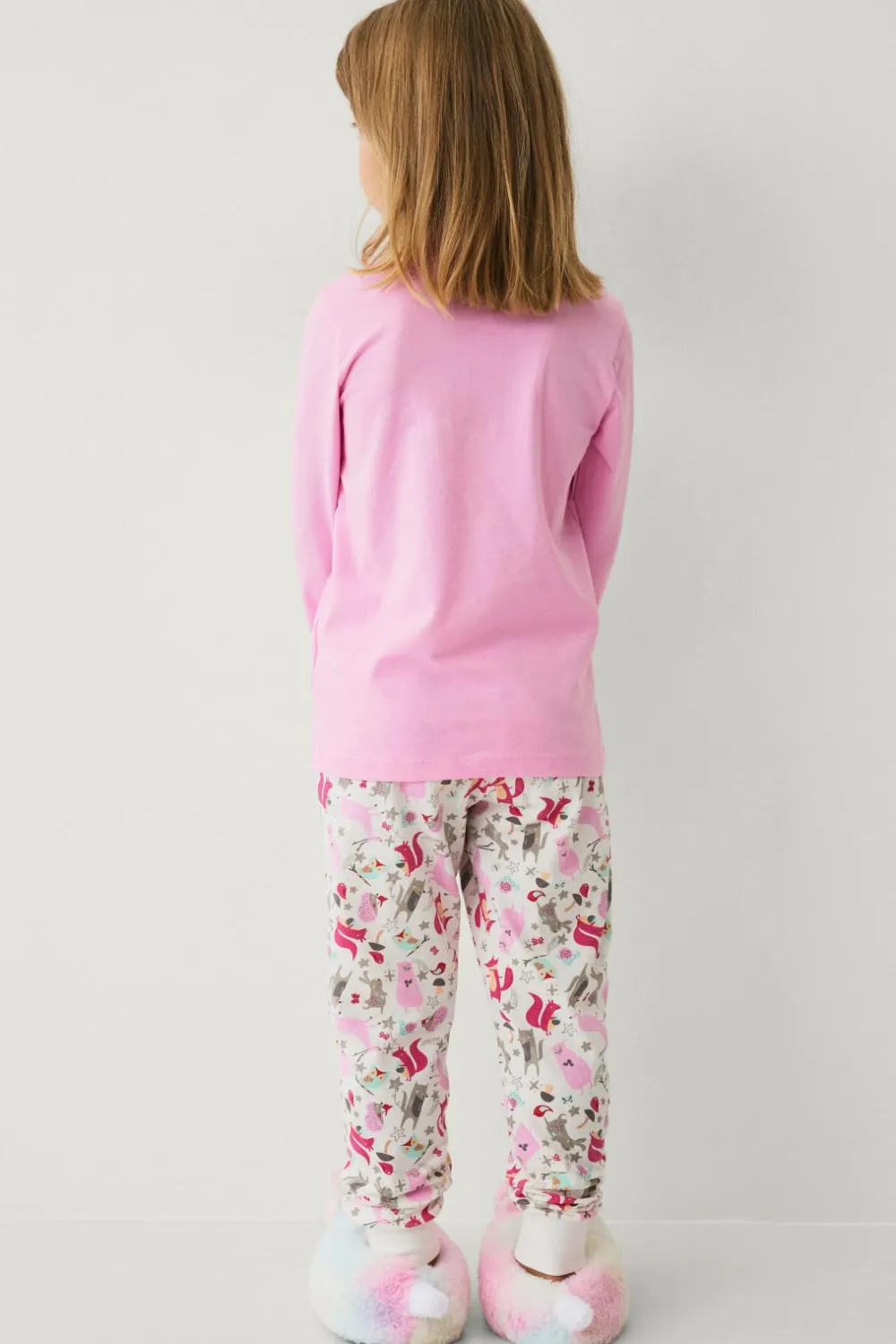 Ellos Collection Pyjamassæt i bomuldsjersey rosa skovdyr Best