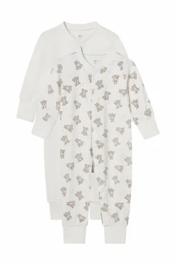 Ellos Nattøj & Homewear>Collection Pyjamas Bear 2-pak Hvid + hvid mønstret
