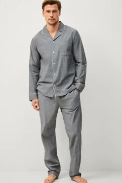 Ellos Nattøj & Homewear>Collection Pyjamassæt i bomuldsbatist 2 dele Grå