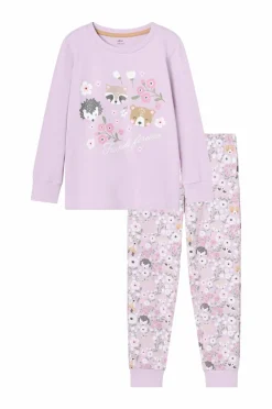 Ellos Collection Pyjamassæt i bomuldsjersey Lilla mønstret Discount