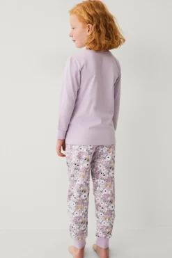 Ellos Collection Pyjamassæt i bomuldsjersey Lilla mønstret Discount