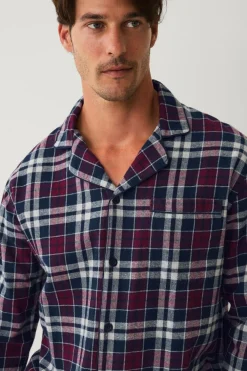 Ellos Collection Pyjamassæt i flonel blå/vinrød rutet New