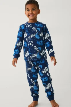 Ellos Nattøj & Homewear>Collection Pyjamas med tryk Blå fodbold