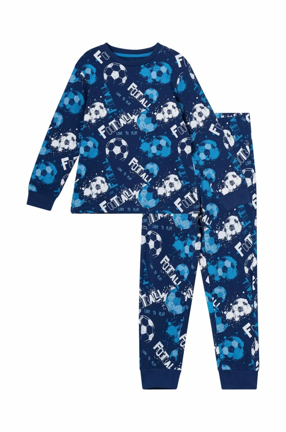 Ellos Nattøj & Homewear>Collection Pyjamas med tryk Blå fodbold