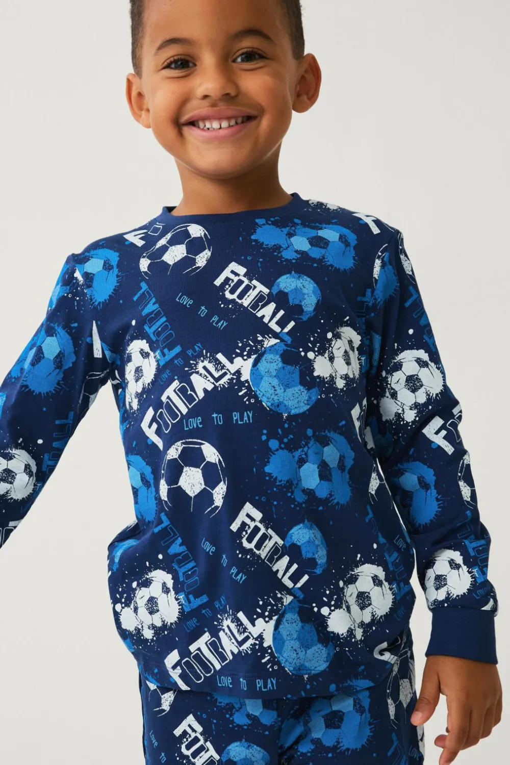 Ellos Nattøj & Homewear>Collection Pyjamas med tryk Blå fodbold