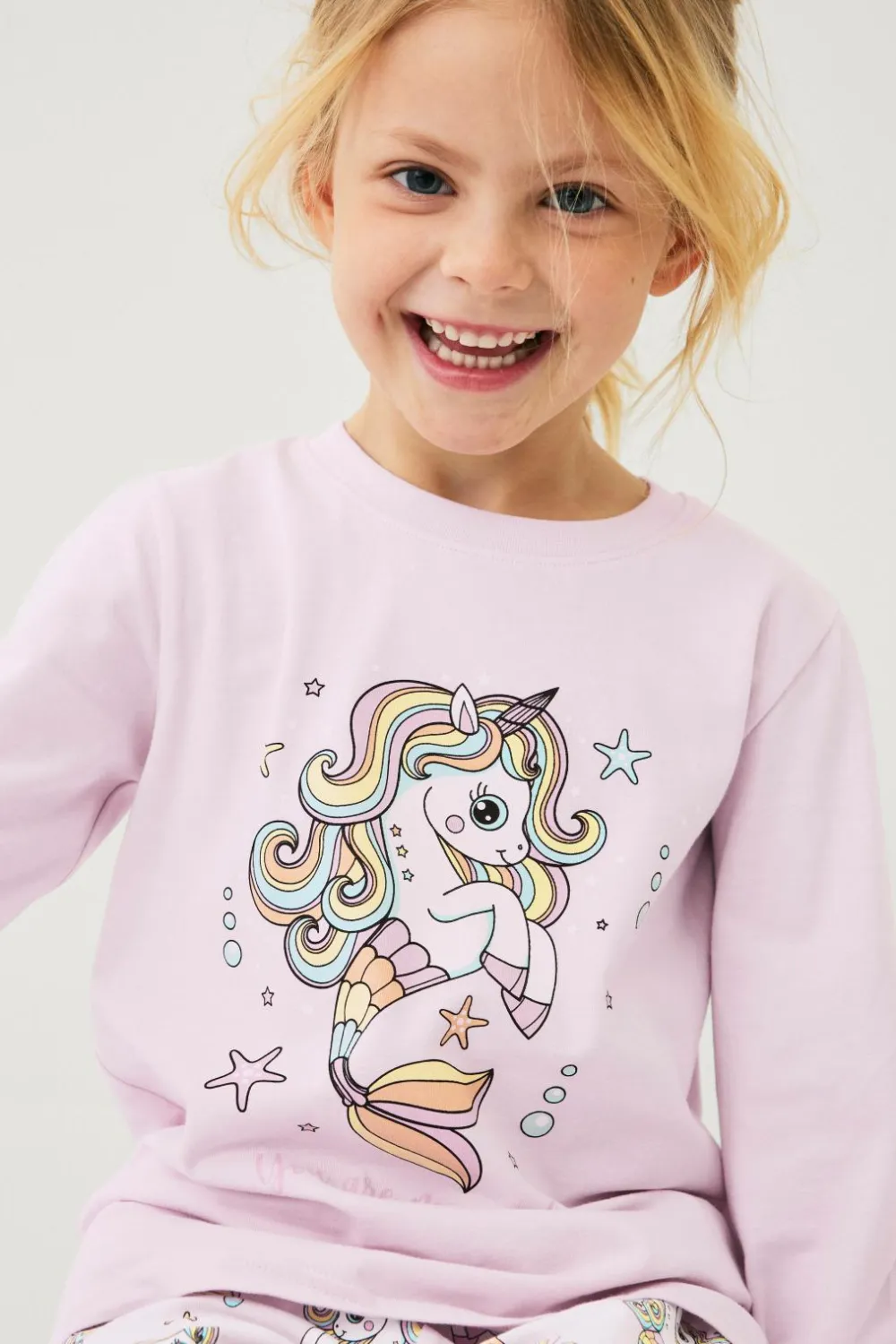 Ellos Nattøj & Homewear>Collection Pyjamas med et tryk Pink enhjørning mønstret